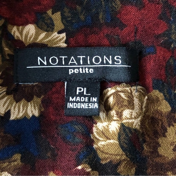 Notations PETITE Burgundy, Blue, Tan Floral Zip-Front Lightweight Jacket Size PL - Picture 3 of 5